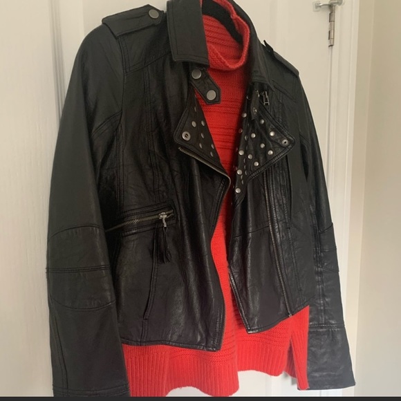 mock neck knit red sweater - Picture 6 of 7